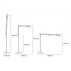 Dimensions du lampadaire Tolomeo micro LED orientable - ARTEMIDE - oralto.com