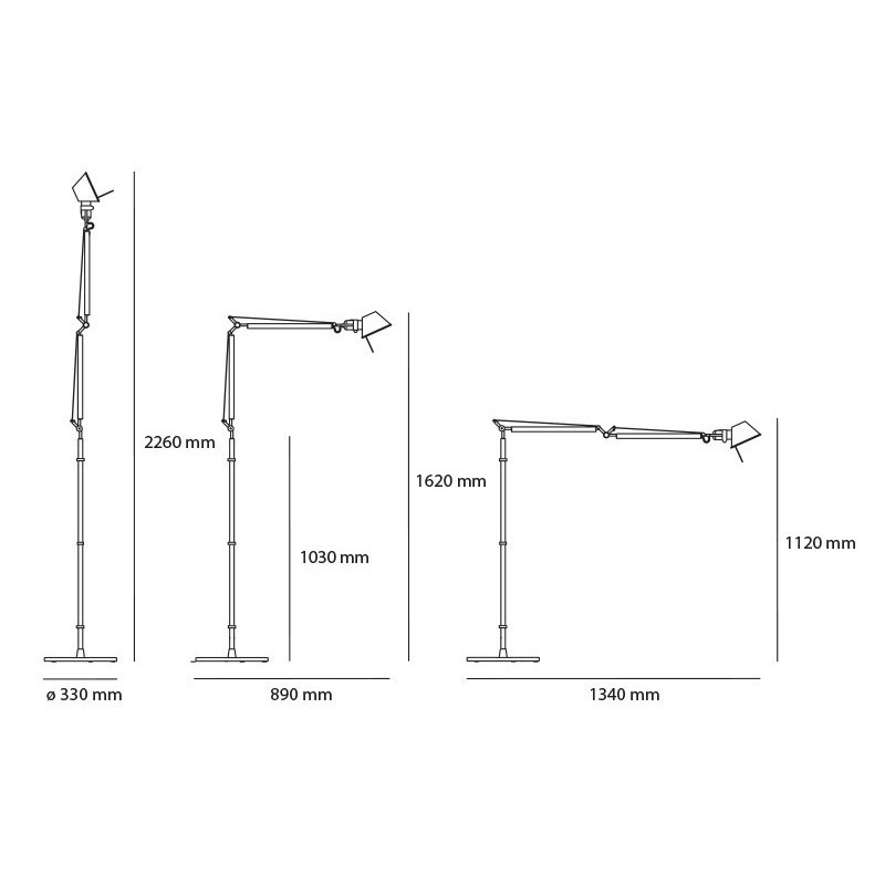 Dimensions du lampadaire Tolomeo micro LED orientable - ARTEMIDE - oralto.com