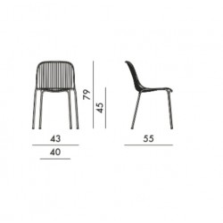 Dimensions chaise Hiray rouille - KARTELL - oralto-shop.com