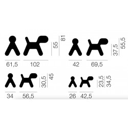 Shéma des dimensions du chien décoratif Puppy velours - MAGIS - oralto-shop.com
